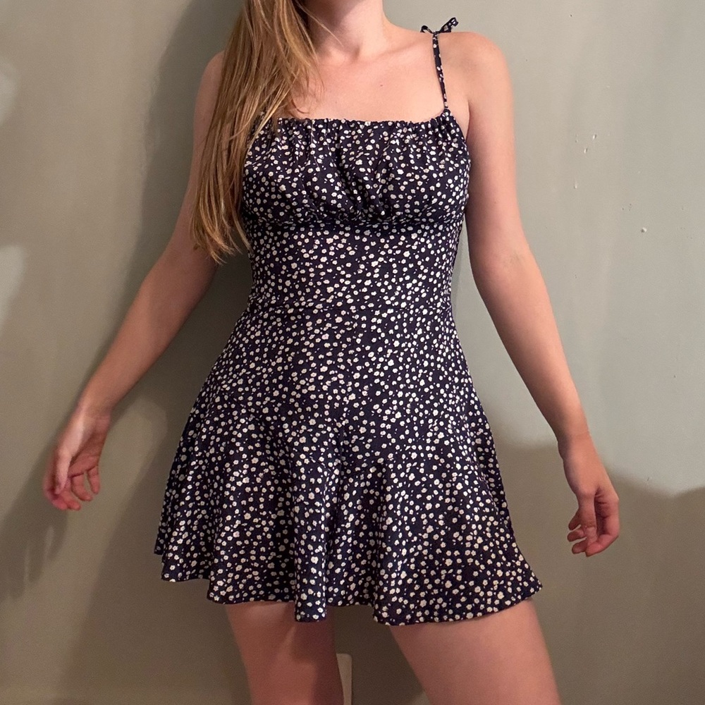Navy Blue Floral Romper